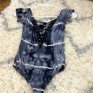 Tied dye laced bodysuit
